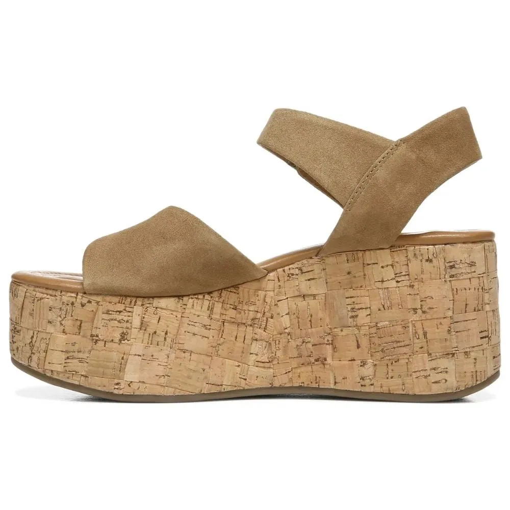 Demi 2 Toasted Barley Suede Franco Sarto Platform Wedge Sandals
