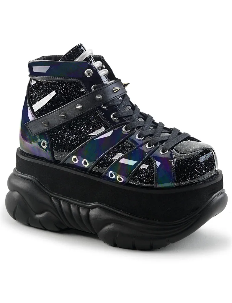 DEMONIA NEPTUNE 100 GLITTER PLATFORM SNEAKERS - BLACK