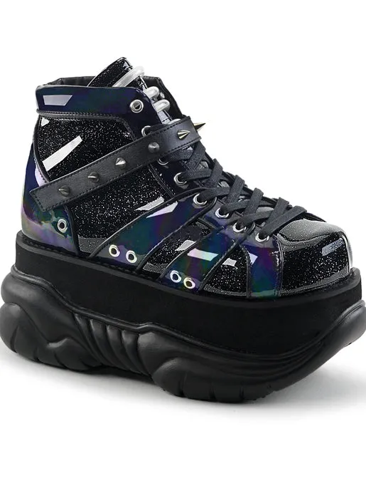 DEMONIA NEPTUNE 100 GLITTER PLATFORM SNEAKERS - BLACK