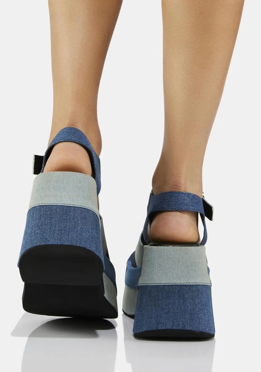 Denim Know I'm Right Platform Sandals