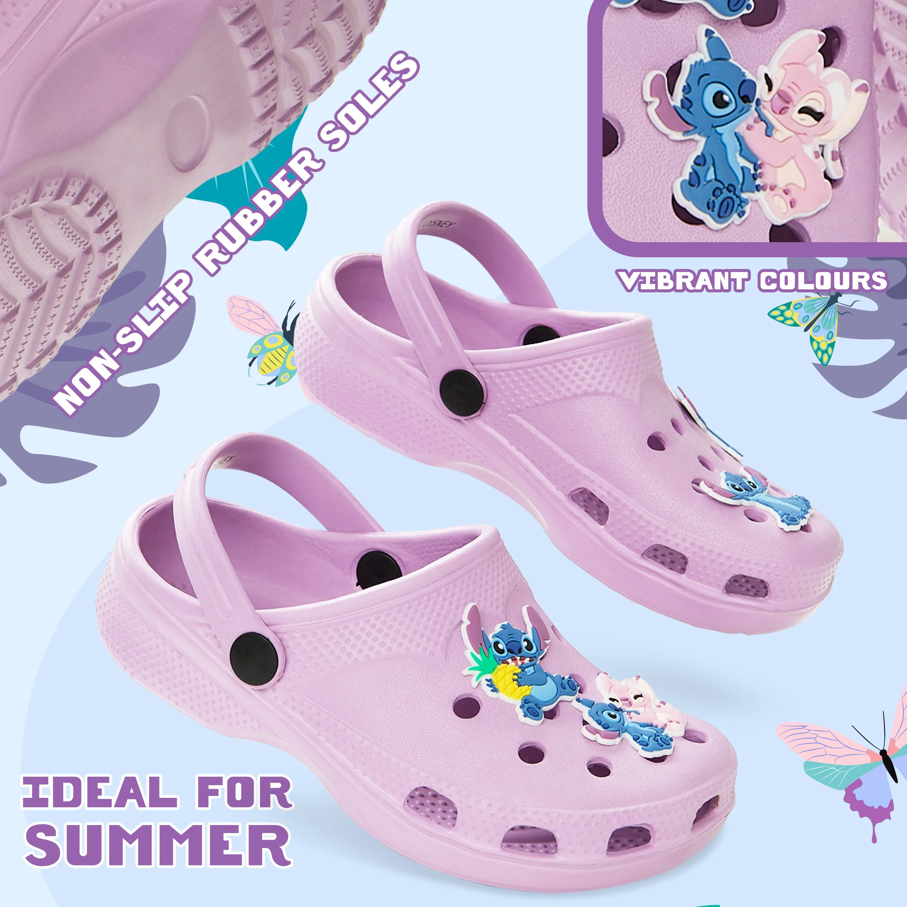 Disney Girls Clogs with Removable Rubber Charms - Girls Gifts