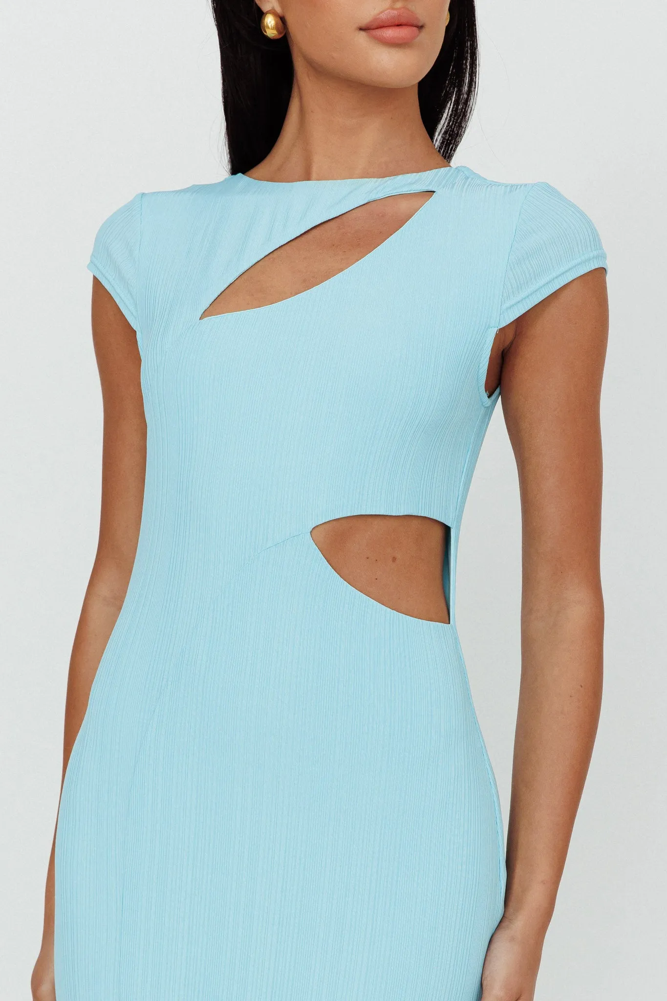 Elenice Cap Sleeve Cut-Out Midi Dress Blue