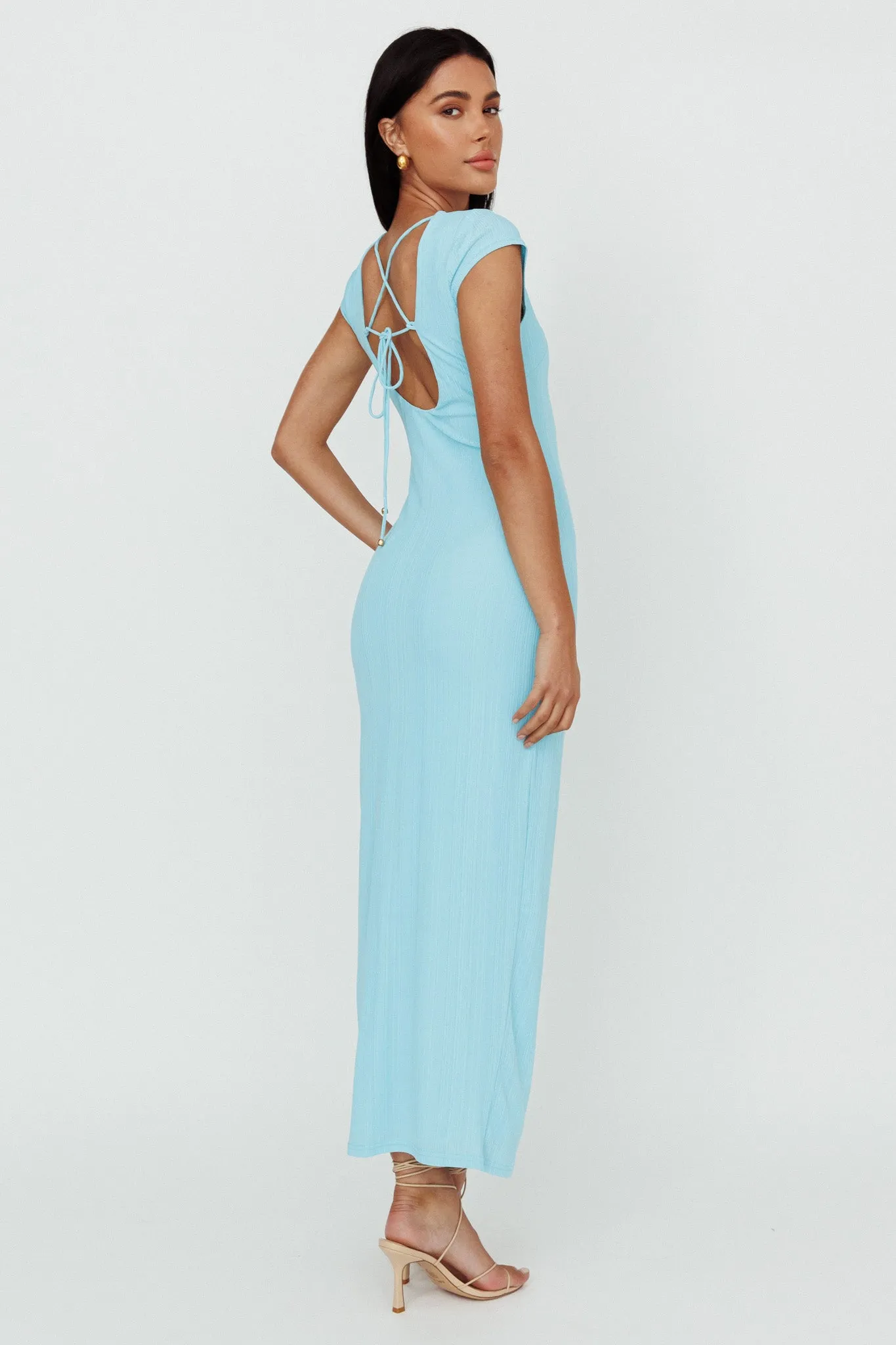 Elenice Cap Sleeve Cut-Out Midi Dress Blue