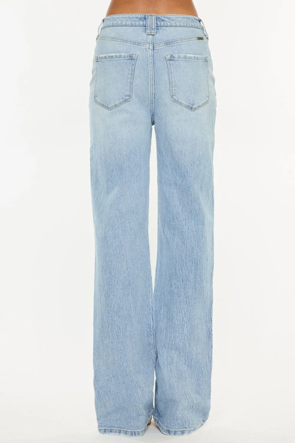 Elianna Distressed High-Waist Straight Jeans | Kancan