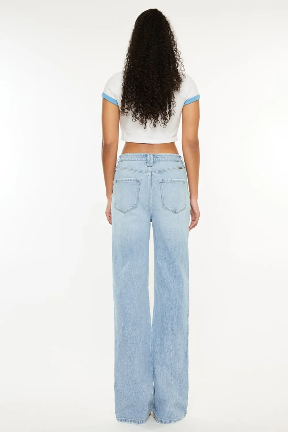 Elianna Distressed High-Waist Straight Jeans | Kancan