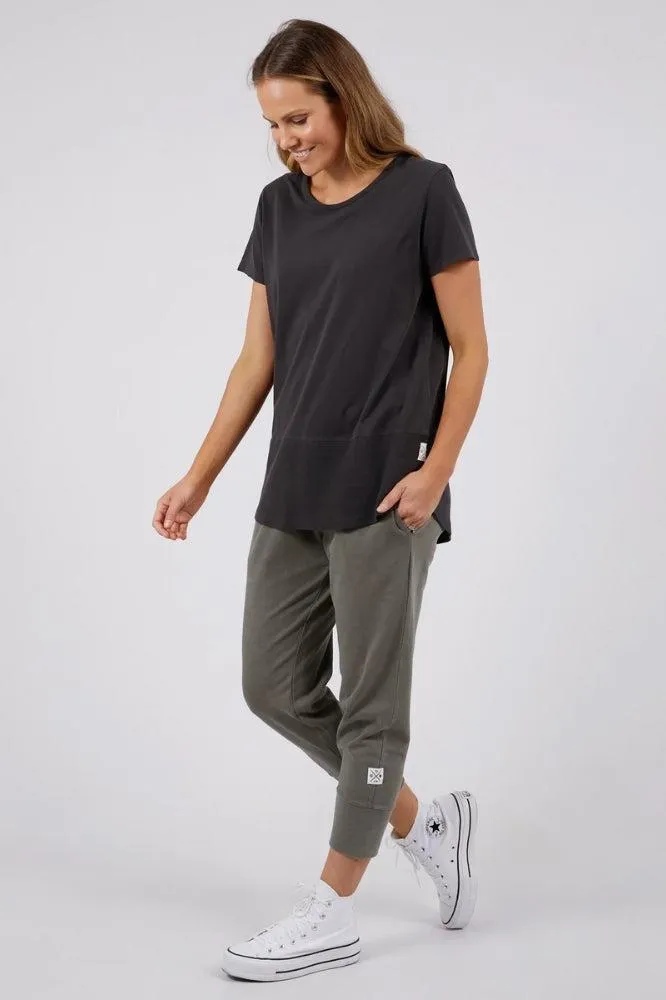 Elm Rib Short Sleeve Tee Washed Black