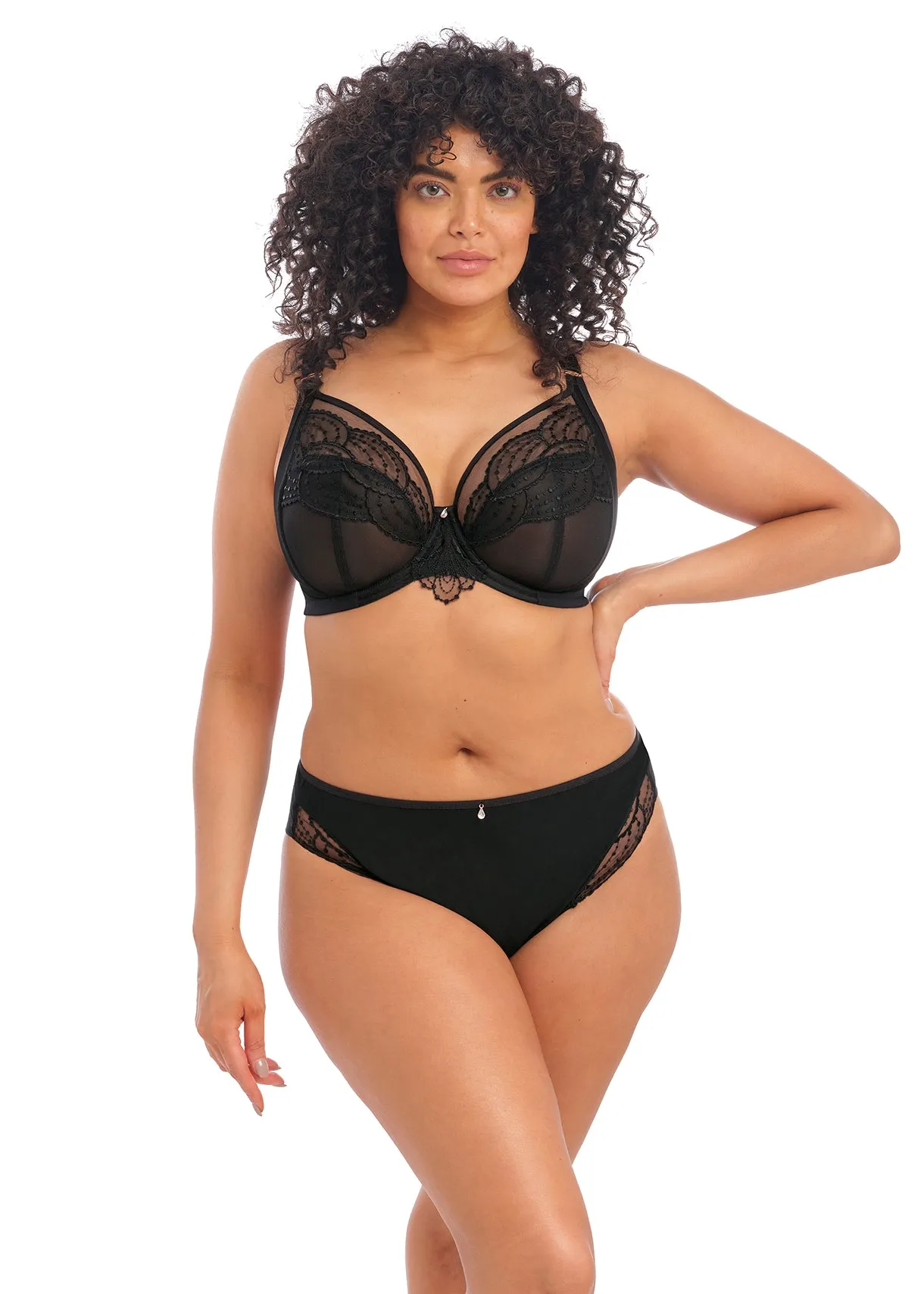 Elomi Priya Plunge Unlined Underwire Bra (Black   Haute Red)