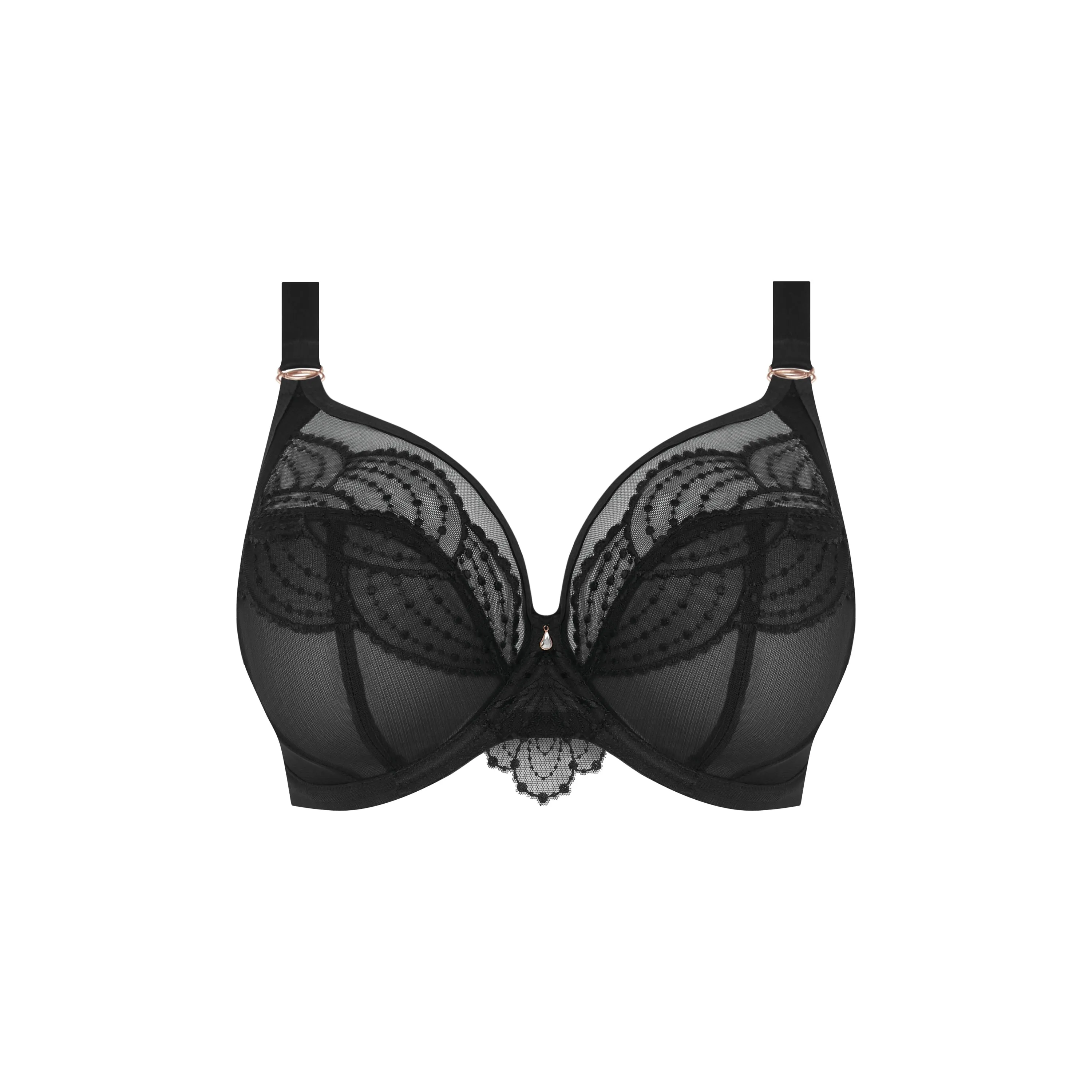 Elomi Priya Plunge Unlined Underwire Bra (Black   Haute Red)