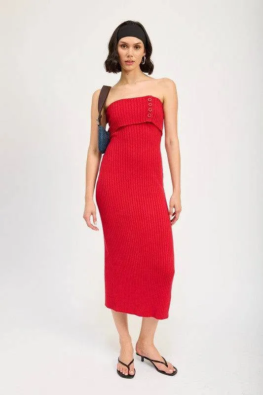 Emory Park Fold Over Ribbed Tube Dress