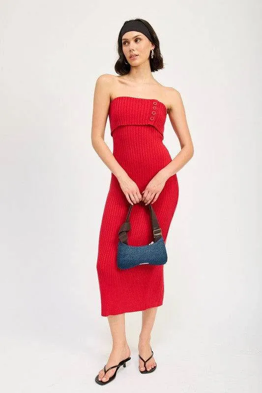 Emory Park Fold Over Ribbed Tube Dress