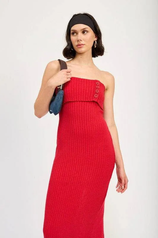 Emory Park Fold Over Ribbed Tube Dress