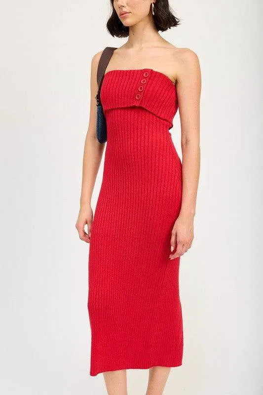 Emory Park Fold Over Ribbed Tube Dress