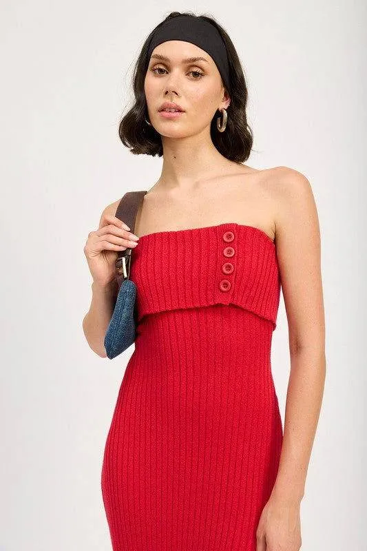 Emory Park Fold Over Ribbed Tube Dress