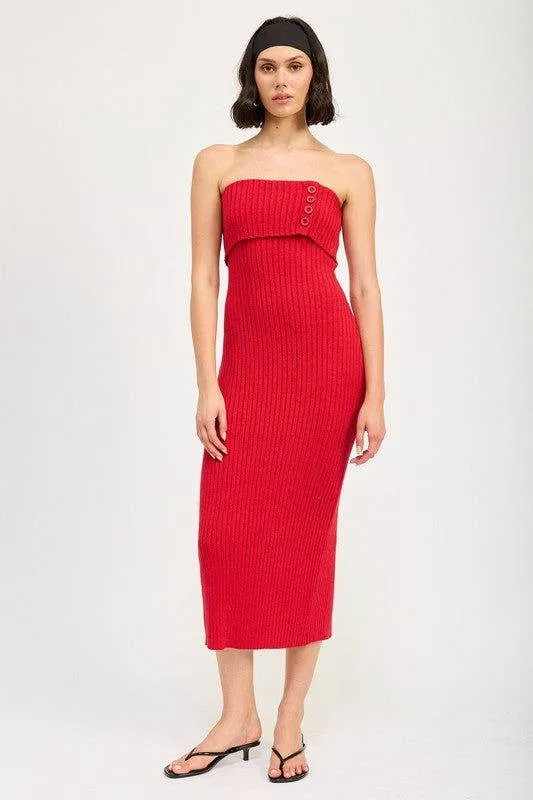 Emory Park Fold Over Ribbed Tube Dress