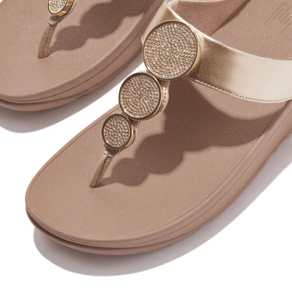 FitFlop Halo Bead Circle Metallic Sandals - Latte Beige