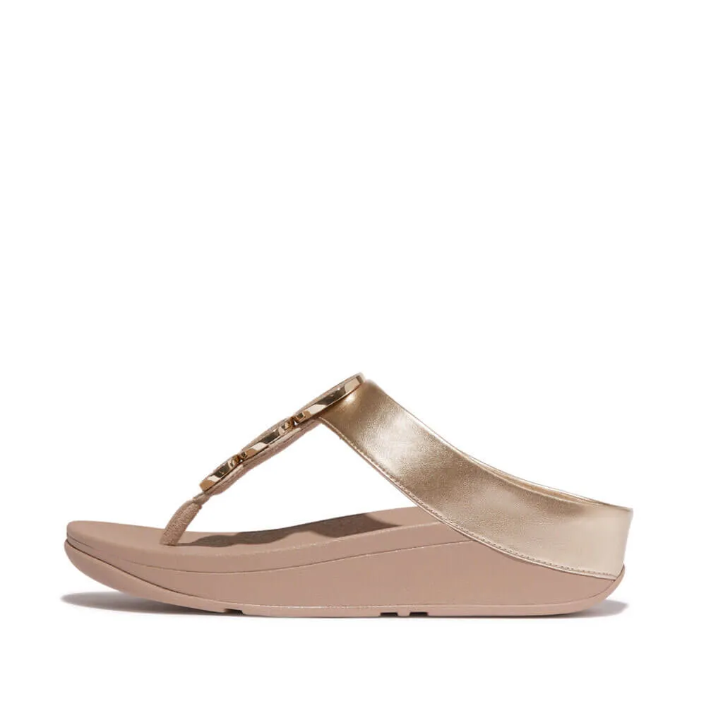 FitFlop Halo Bead Circle Metallic Sandals - Latte Beige