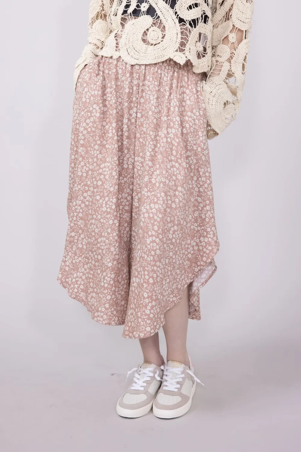 Floral Midi Skirt for Women in Pink | NS16762H8-DUSTYPINK