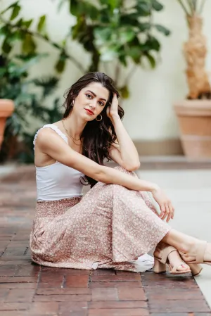 Floral Midi Skirt for Women in Pink | NS16762H8-DUSTYPINK