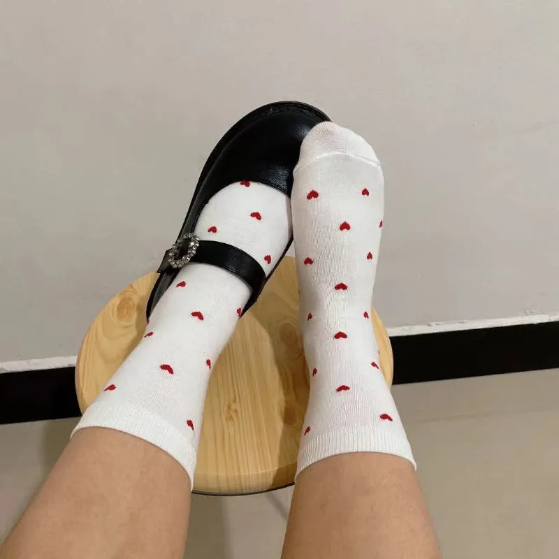 Fun and Fresh Love Heart Pattern Women's Socks
