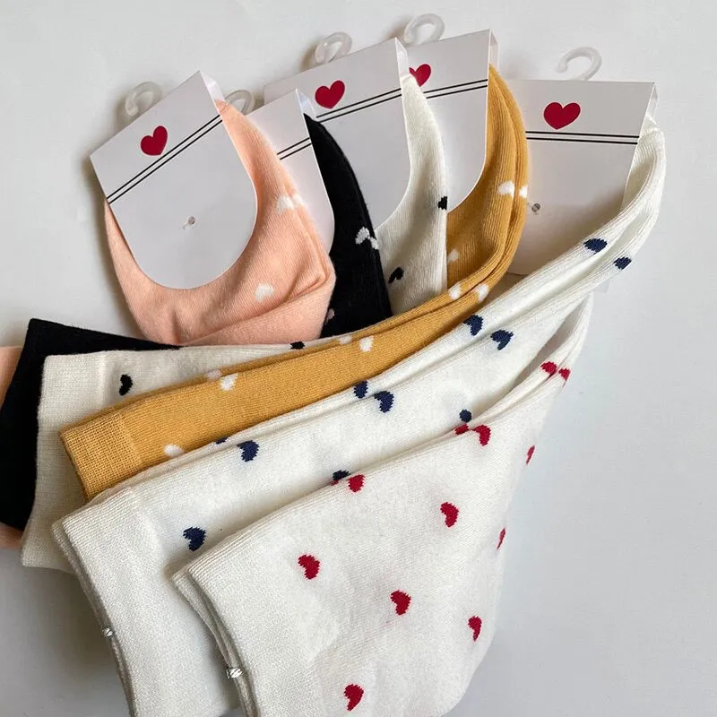 Fun and Fresh Love Heart Pattern Women's Socks