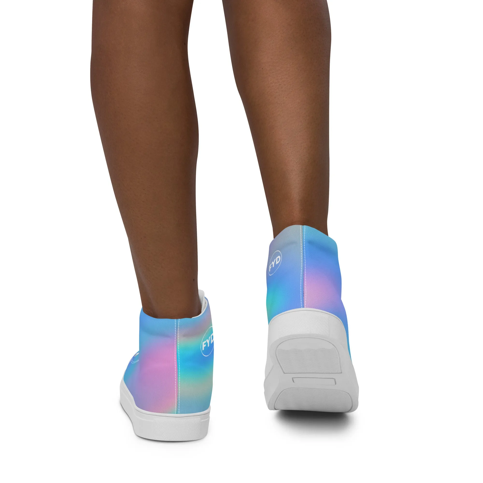 FYD Women’s High Top Sneakers in blue iridescent wavelength