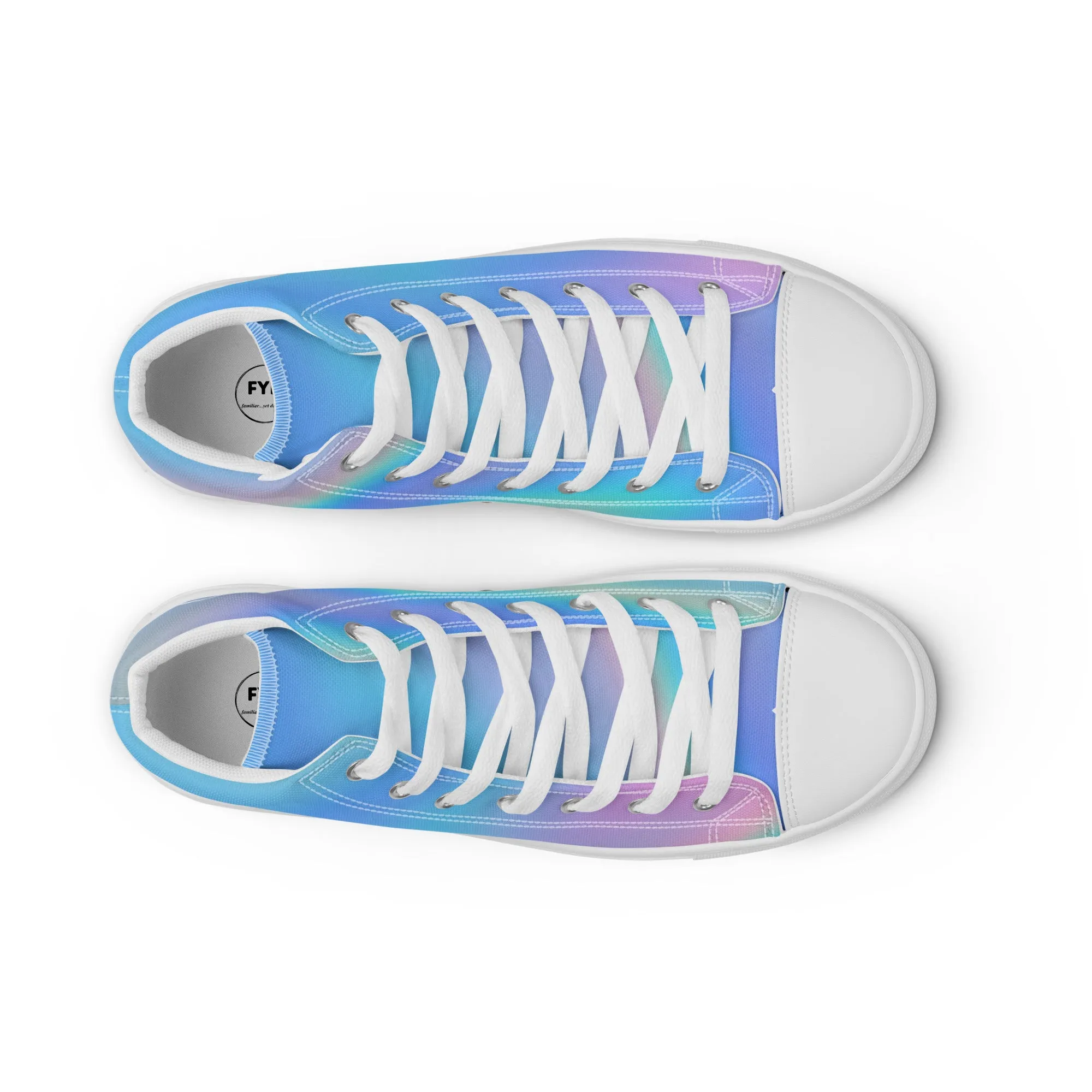 FYD Women’s High Top Sneakers in blue iridescent wavelength