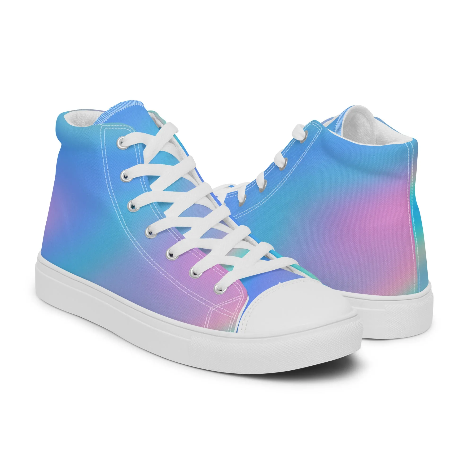 FYD Women’s High Top Sneakers in blue iridescent wavelength