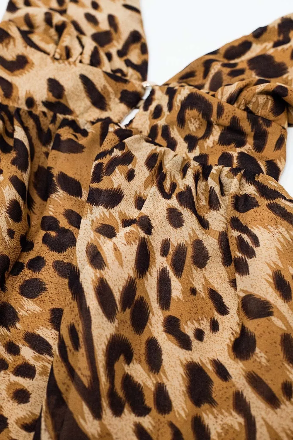 Halter Open Back Babydoll Chiffon Dress In Leopard Print