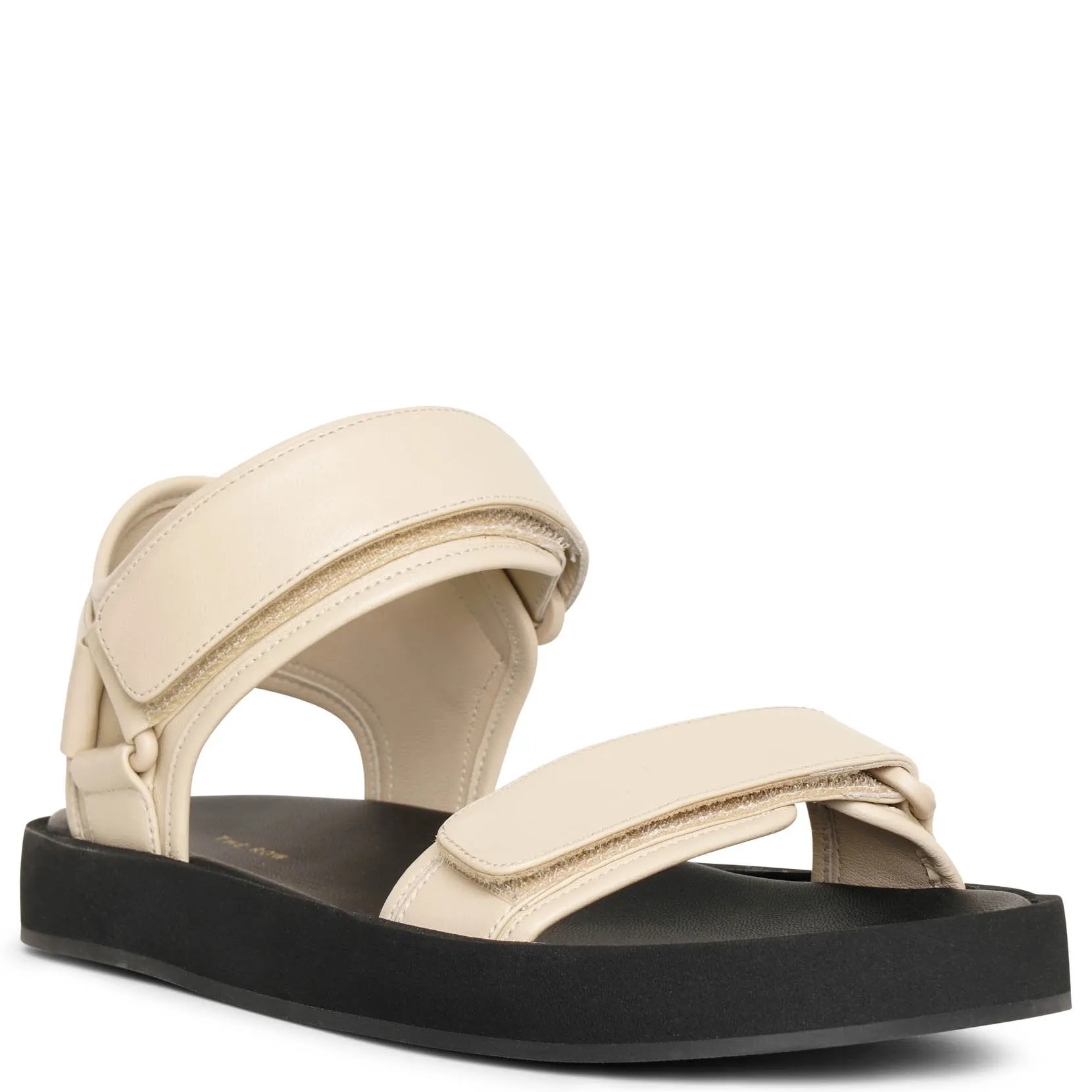 Hook and Loop cream leather sandals