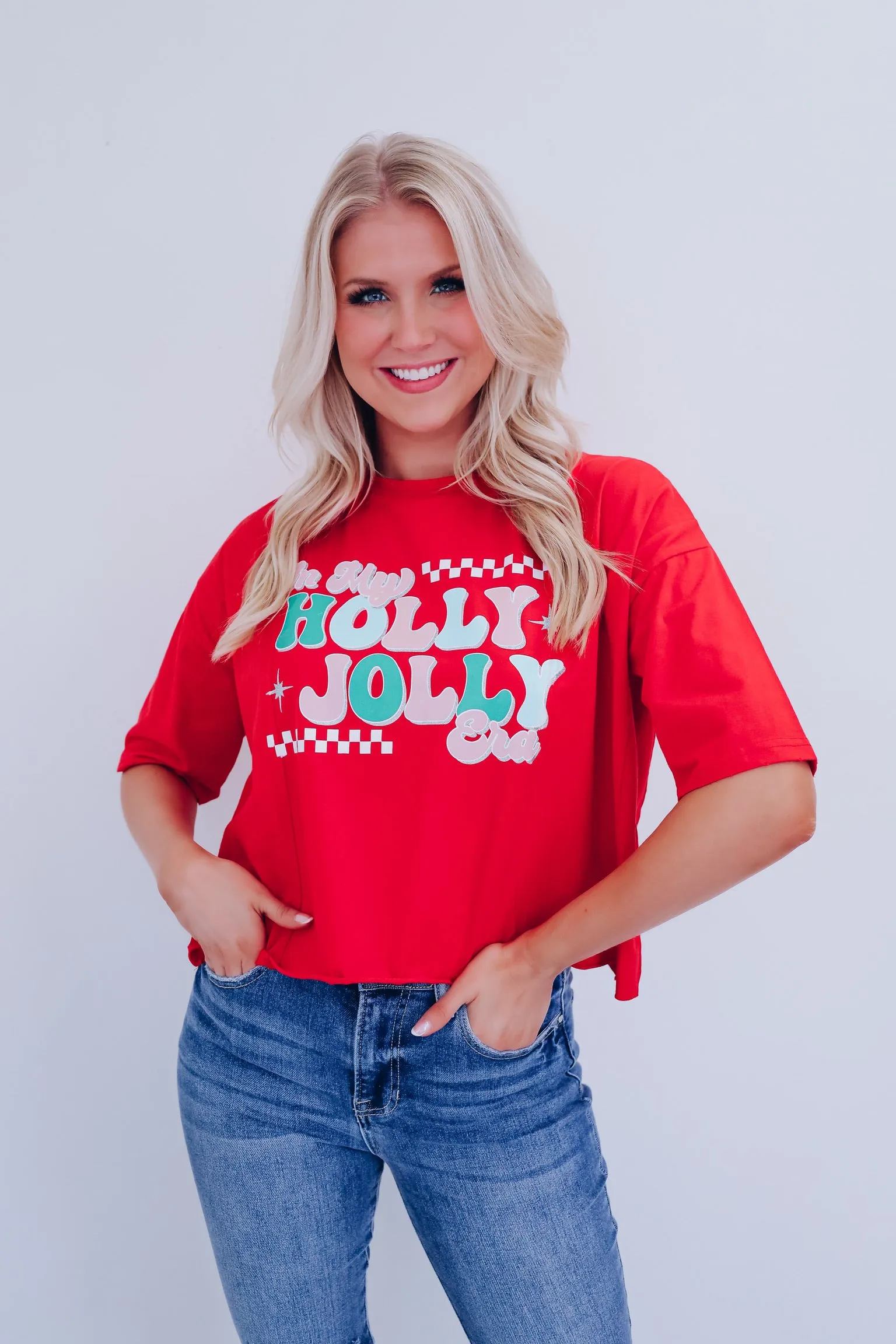 In My Holly Jolly Era  Graphic Top - Red