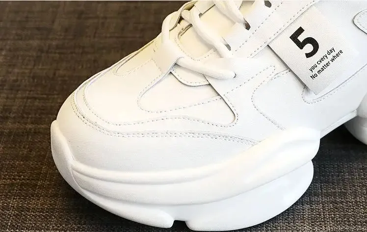 Joskaa 2024 New White Leather Sneakers Womens Platform