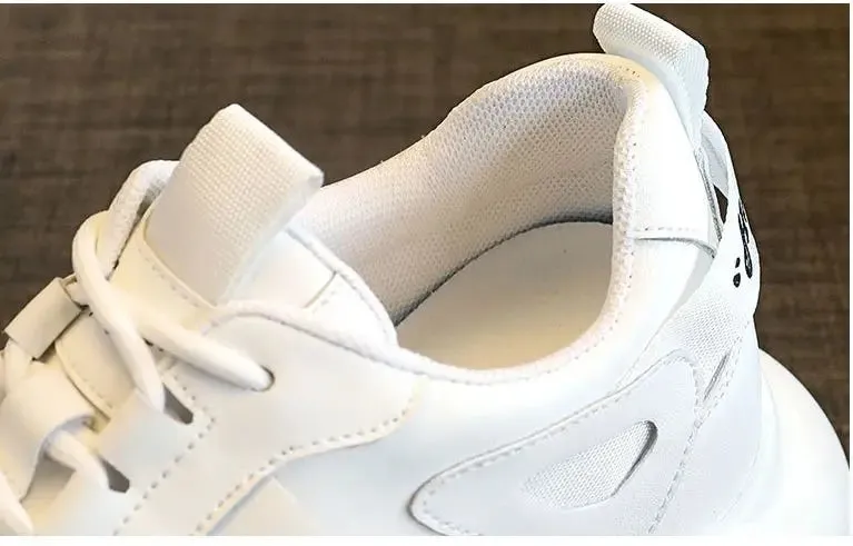 Joskaa 2024 New White Leather Sneakers Womens Platform