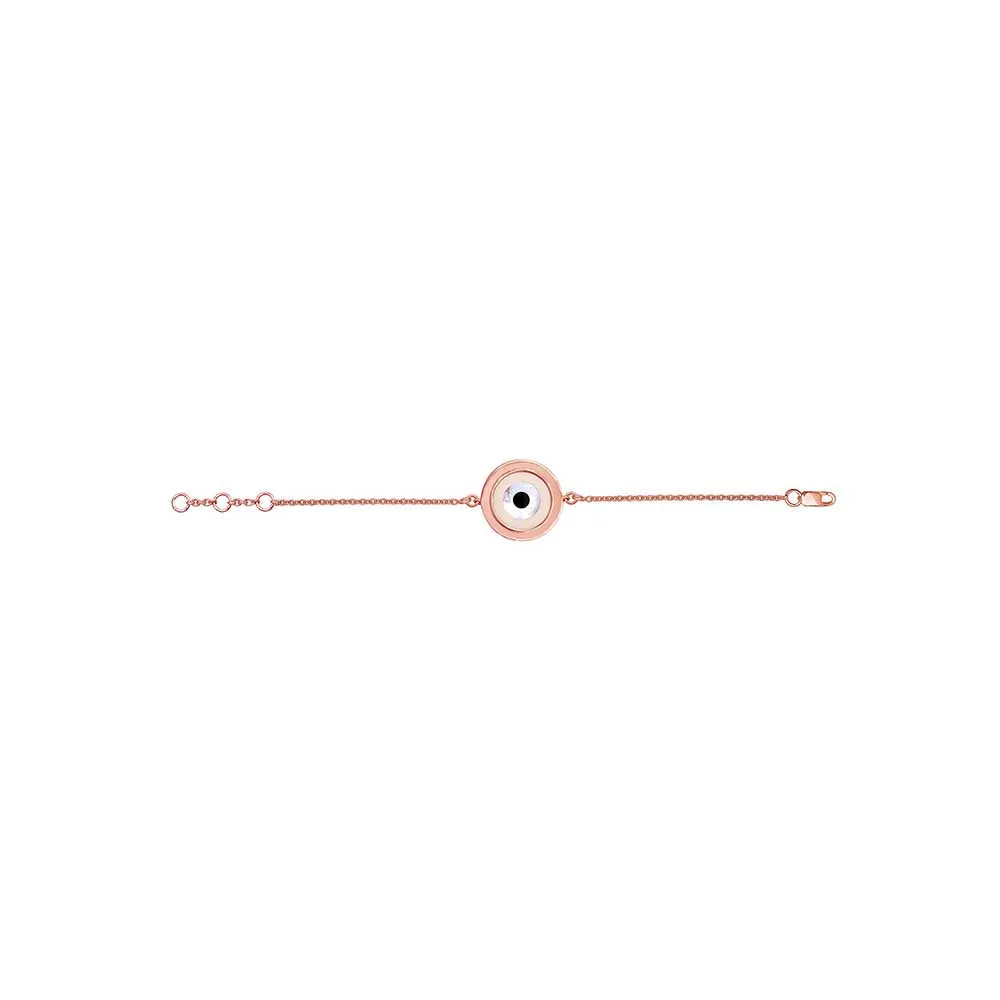 Kaj Fine Jewellery Large Off White Evil Eye Chain Bracelet in 14KT Rose Gold