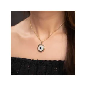 Kaj Fine Jewellery Off White Evil Eye Chain Pendant in 14KT Yellow Gold