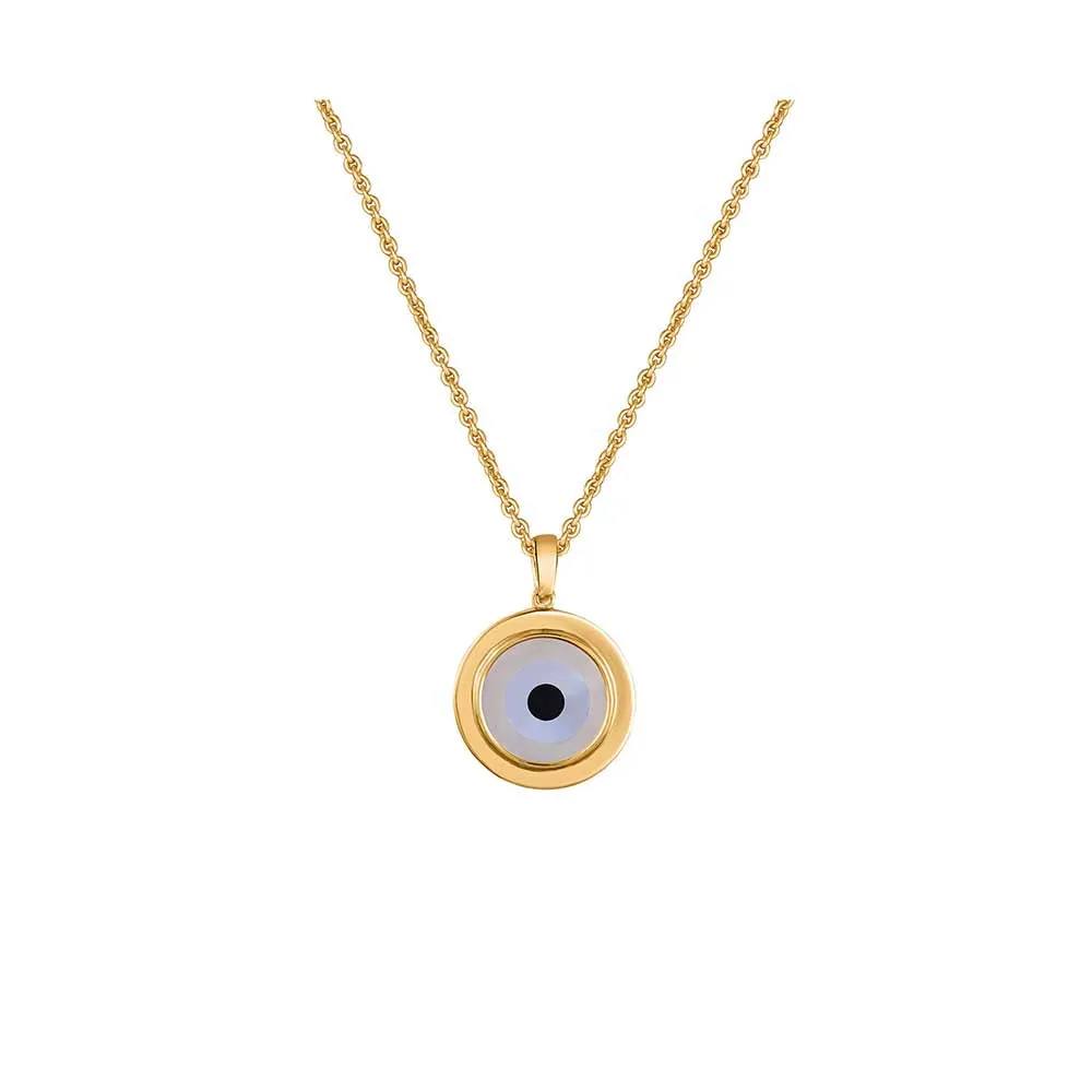 Kaj Fine Jewellery Off White Evil Eye Chain Pendant in 14KT Yellow Gold