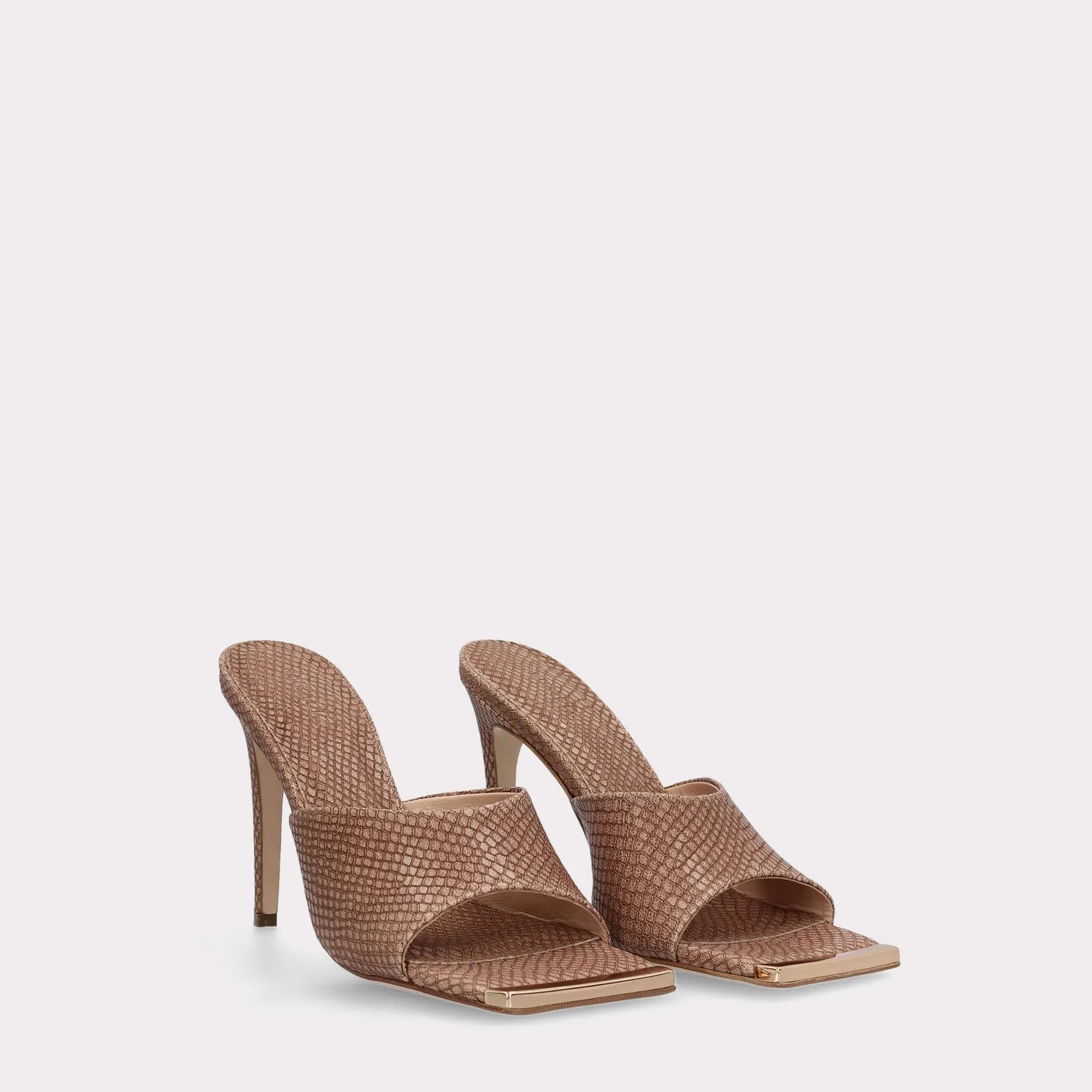 KALINA 05 MUD LIZZARD EMBOSSED LEATHER MULES