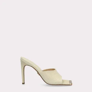 KALINA 05 OFF-WHITE LIZZARD EMBOSSED LEATHER MULES
