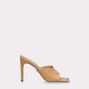 KALINA YELLOW LIZZARD EMBOSSED LEATHER MULES