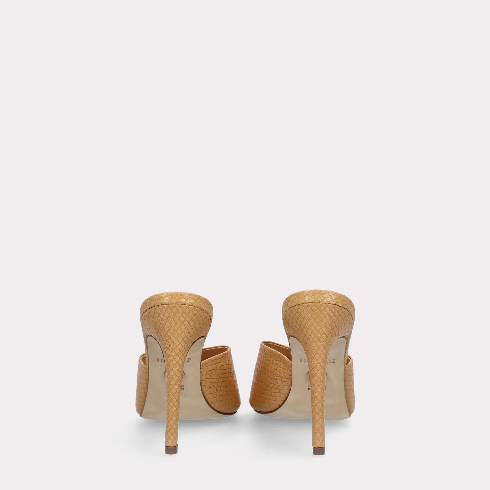 KALINA YELLOW LIZZARD EMBOSSED LEATHER MULES