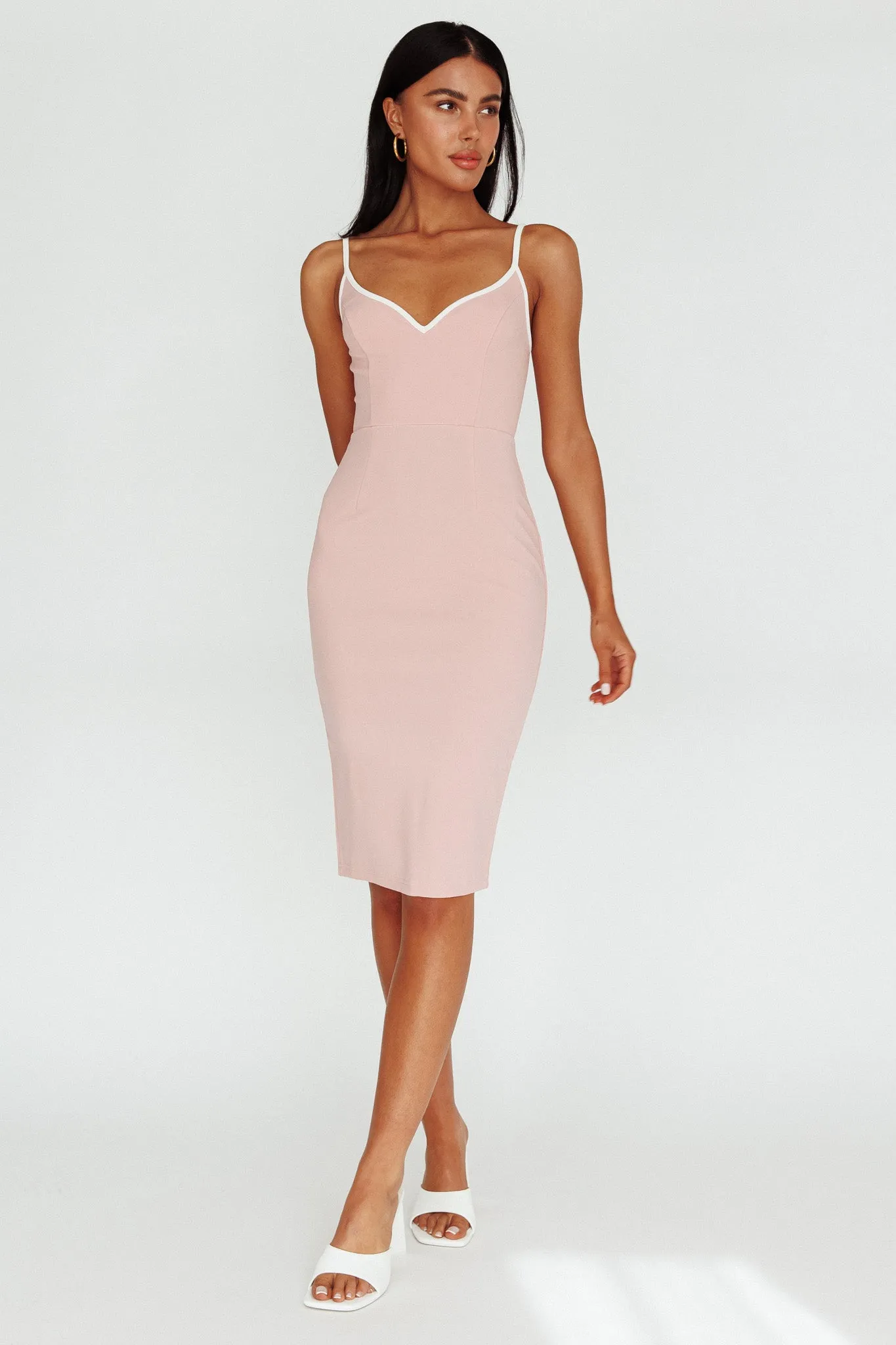 Kandis Low Back Midi Dress Rose