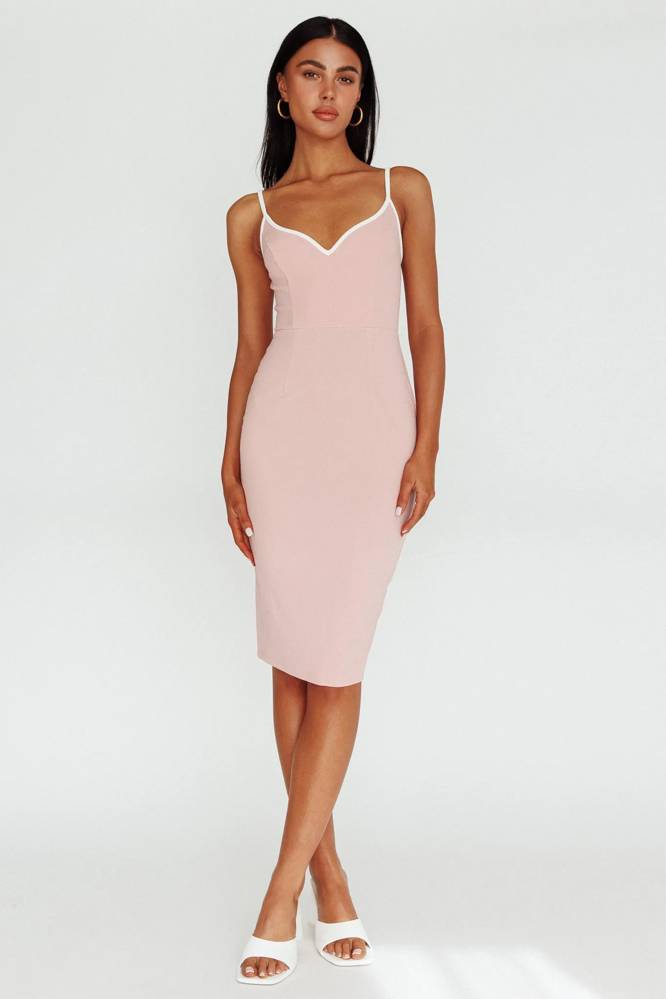 Kandis Low Back Midi Dress Rose
