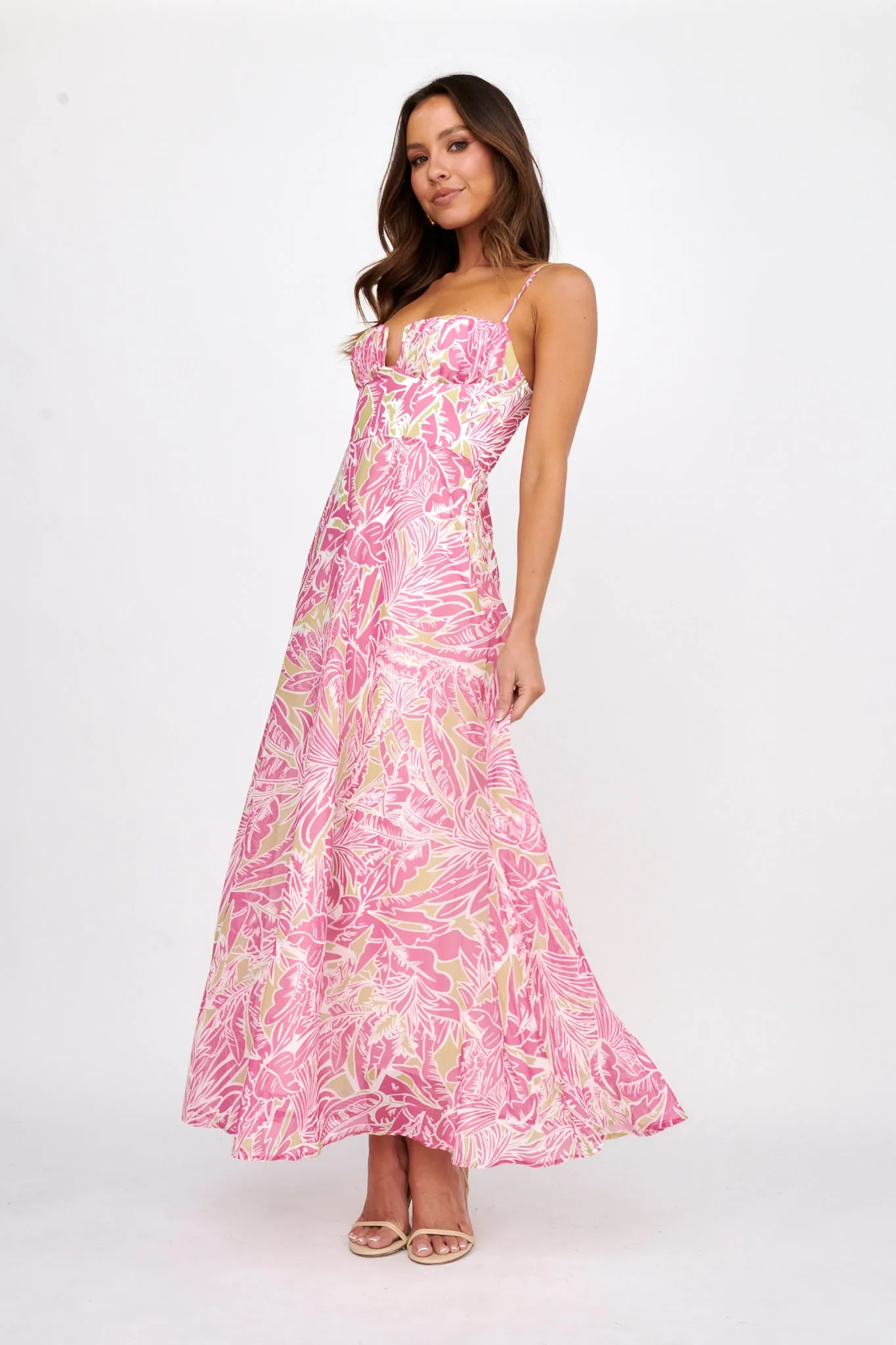 Kindred Love Gathered Bust Maxi Dress Pink