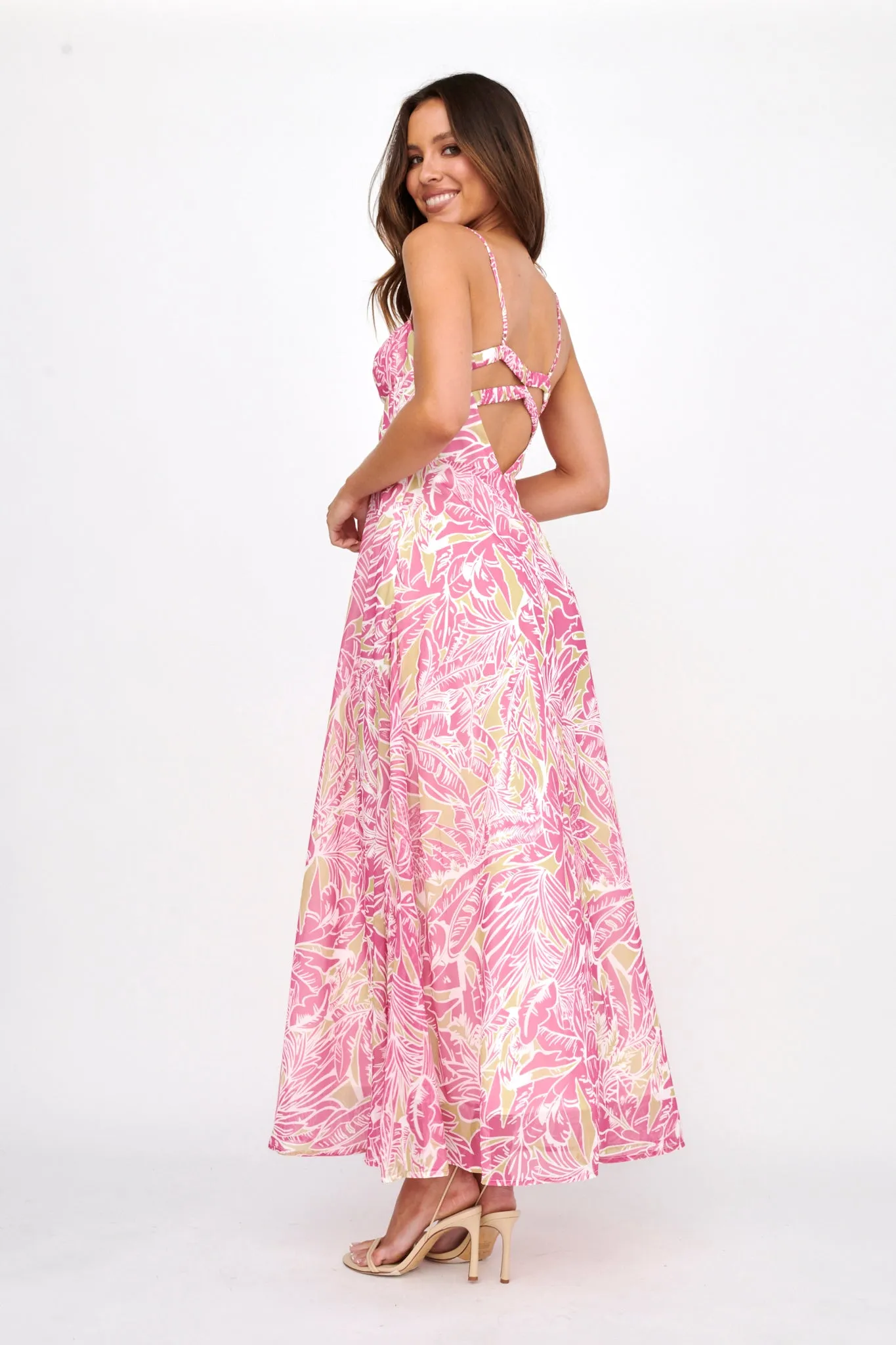 Kindred Love Gathered Bust Maxi Dress Pink