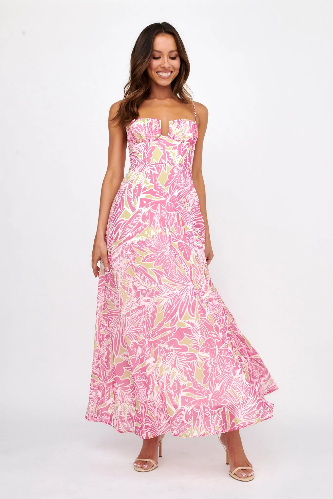 Kindred Love Gathered Bust Maxi Dress Pink
