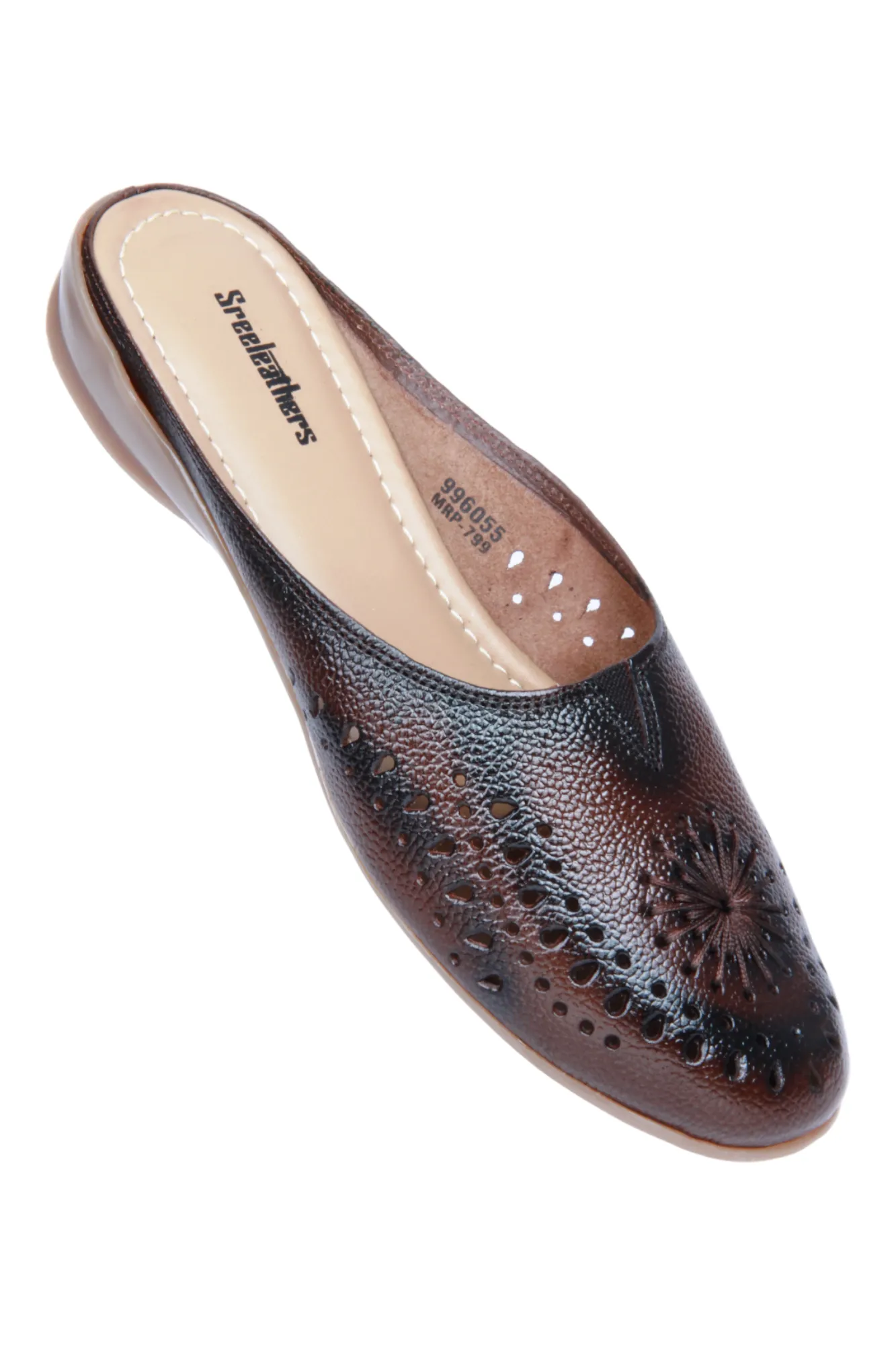 Ladies Leather flat Mules Cut 996055