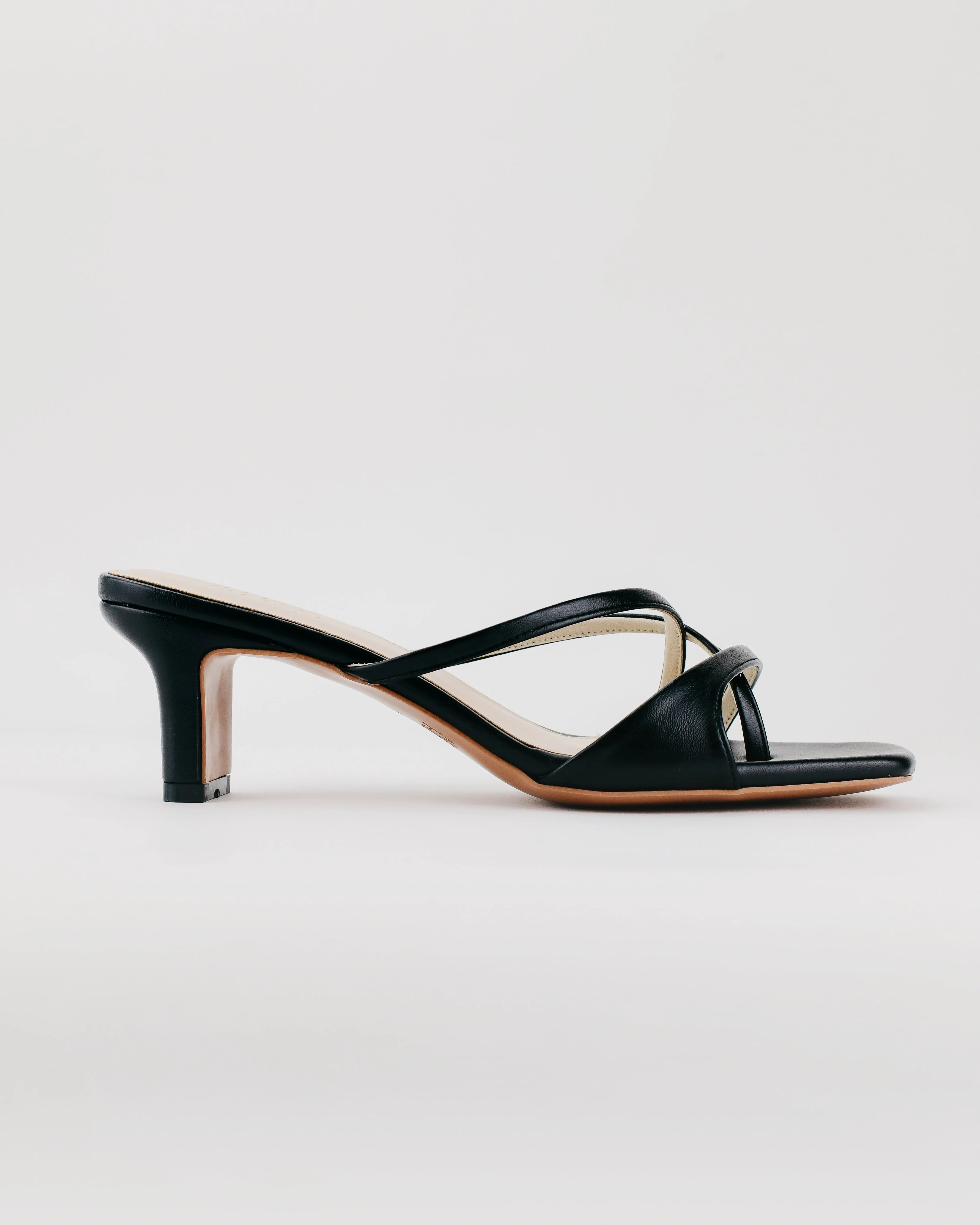 Lela Strappy Heel Mules (Black)