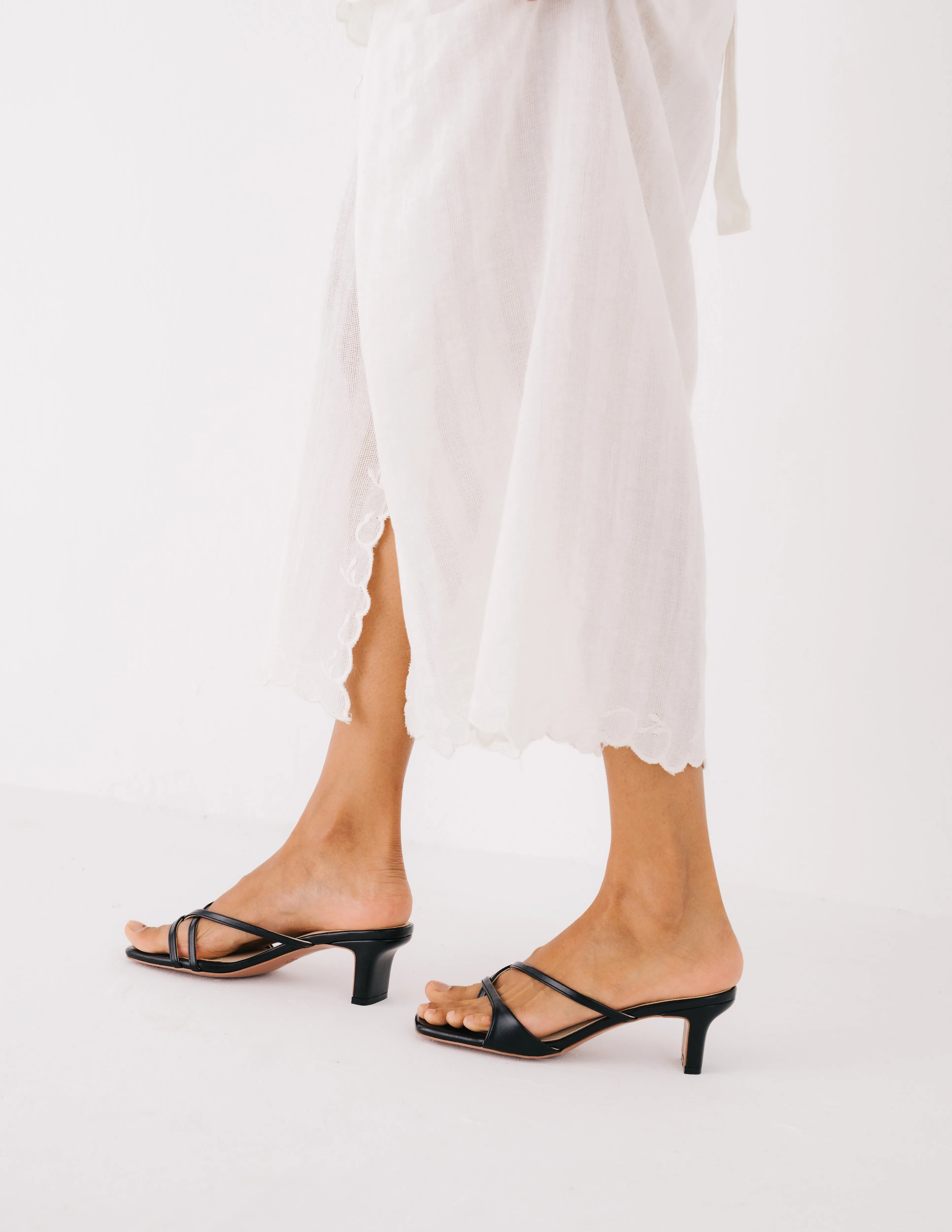 Lela Strappy Heel Mules (Black)