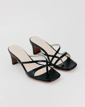 Lela Strappy Heel Mules (Black)