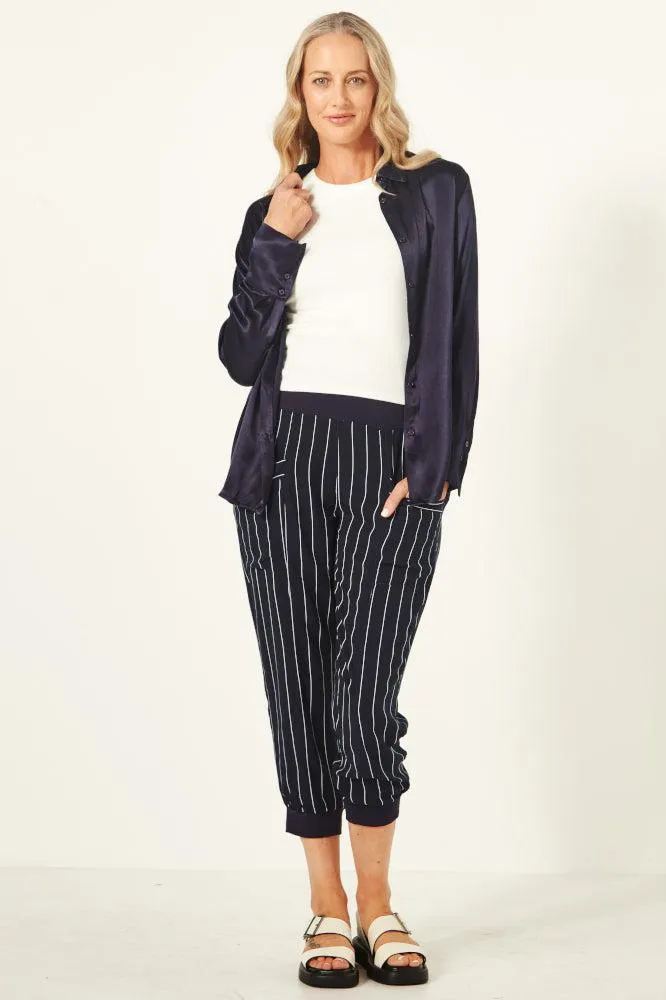 Lemon Tree Harem Pants Navy Stripe