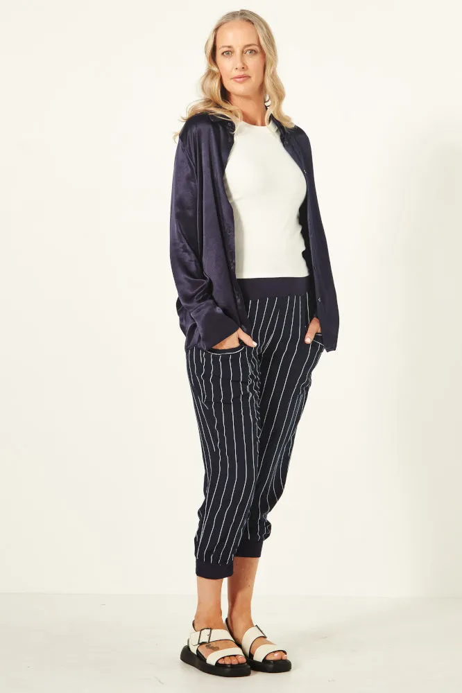 Lemon Tree Harem Pants Navy Stripe
